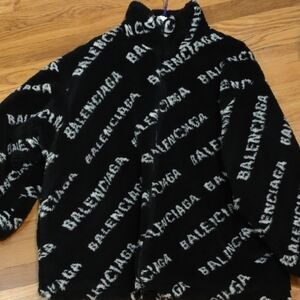Balenciaga Monochrome Logo Fleece Jacket